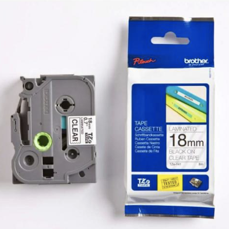 Brother Tape Cassette Black on Clear 18mm TZE-141